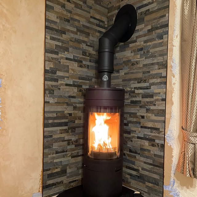 Finished log burner installation in Stafford