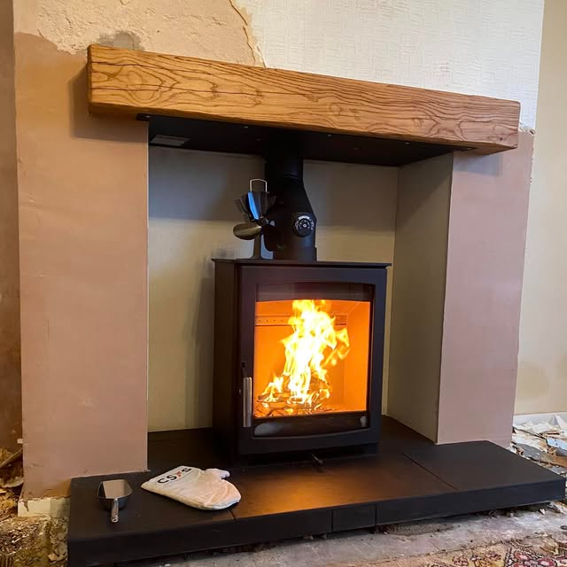 Completed stove and flue installation in Stone
