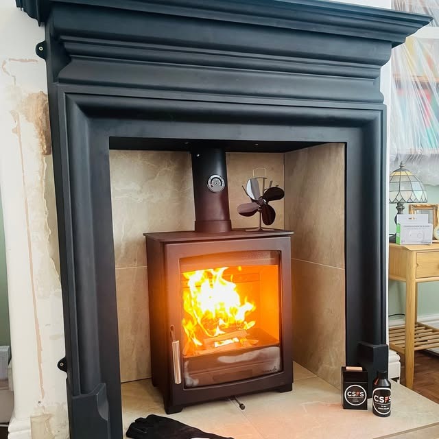 Finished log burner installation in Stone