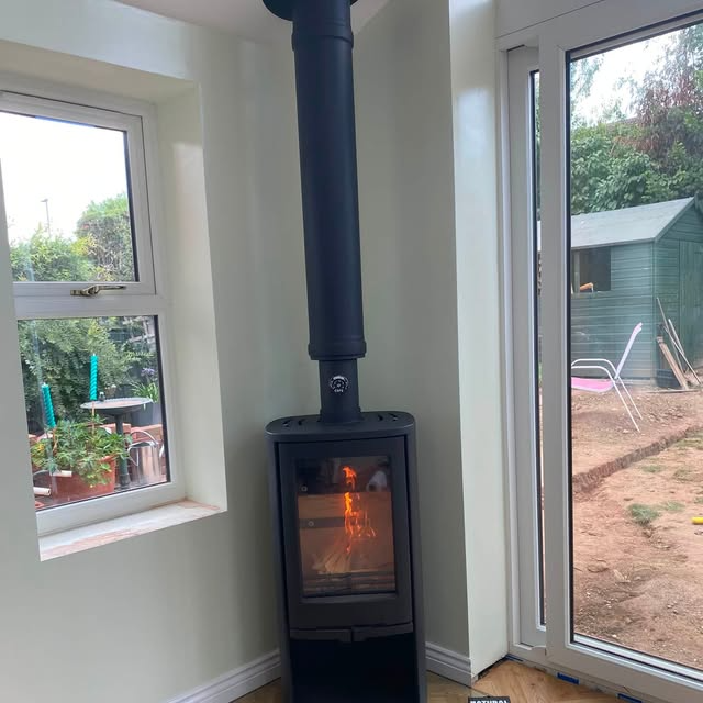 Completed stove and flue installation in Stafford